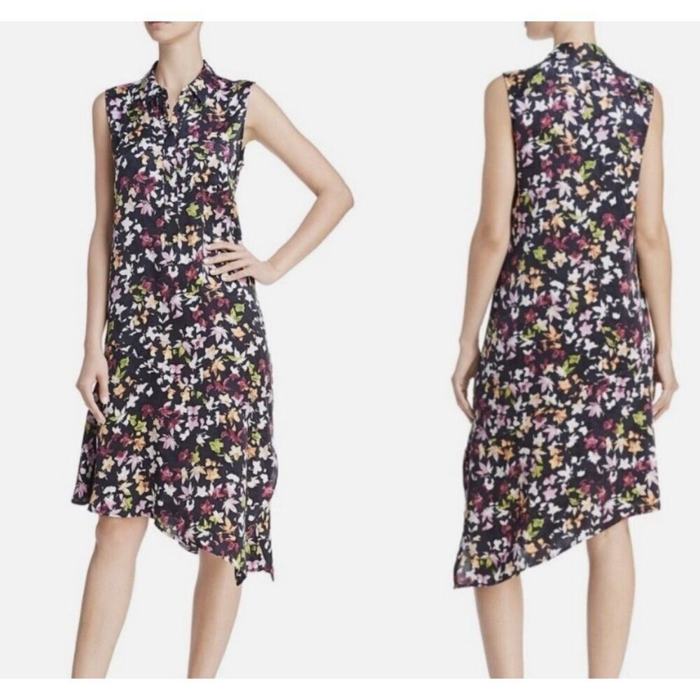 NEW NWOT Equipment Femme Tira Shift Asymmetrical Eclipse Floral 100% Silk Shirt
